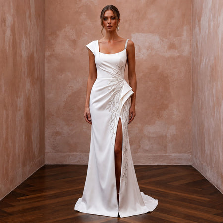 Minimalist Satin Wedding Dress for a Courthouse Wedding