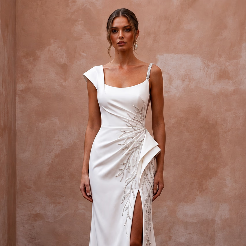 Minimalist Satin Wedding Dress for a Courthouse Wedding
