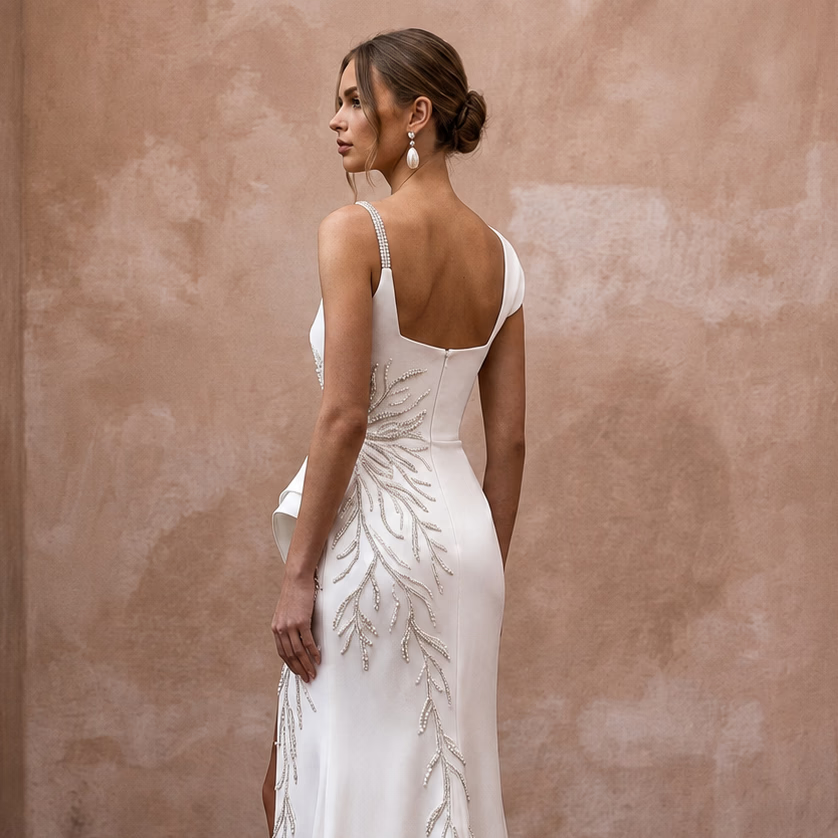 Minimalist Satin Wedding Dress for a Courthouse Wedding