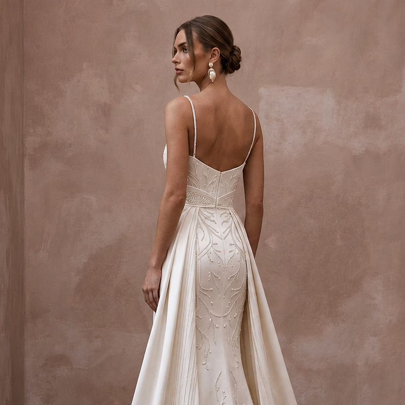 Minimalist Satin Wedding Dress with Spaghetti Straps and Sheath Silhouette
