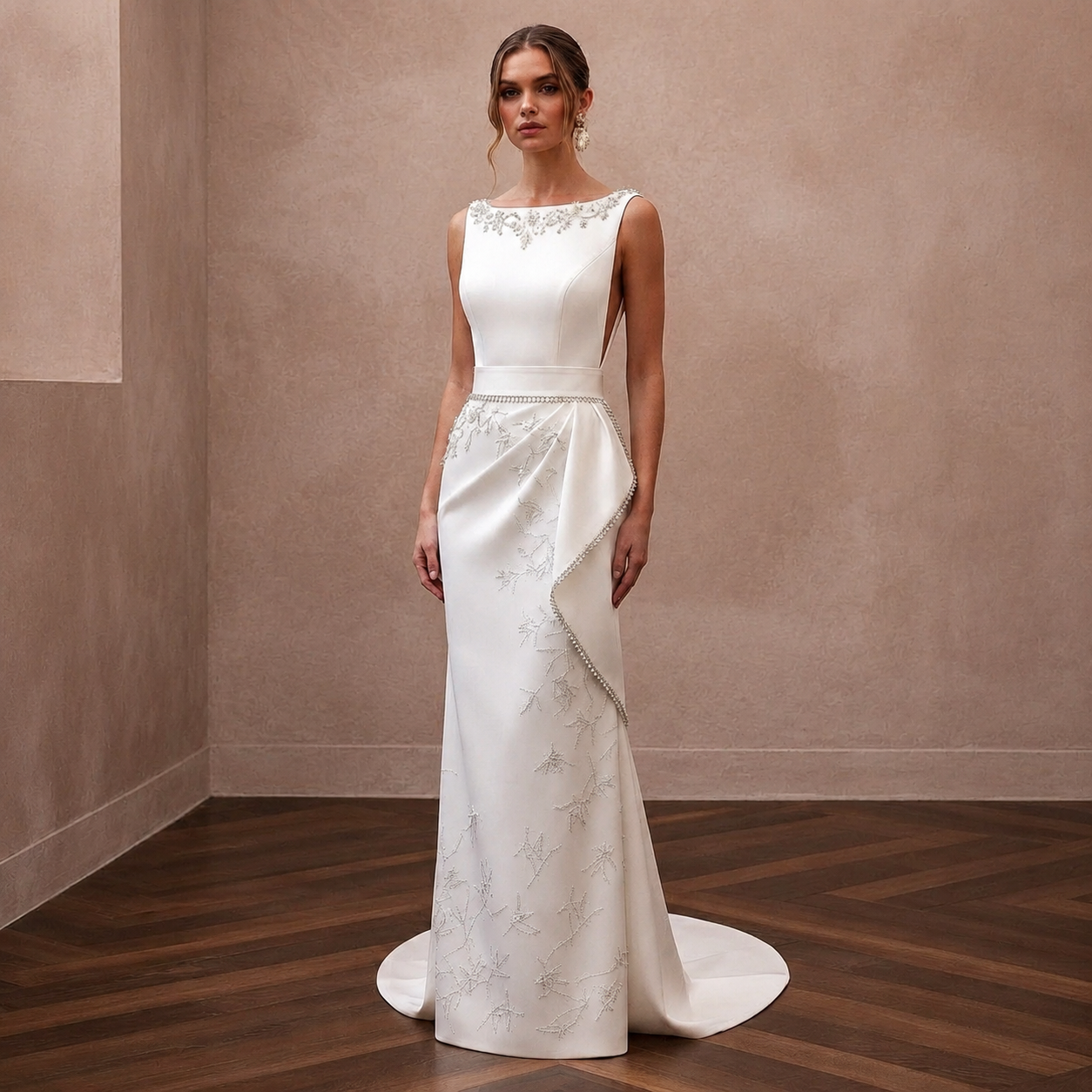 Minimalist Satin Wedding Gown for an Intimate Courthouse Ceremony