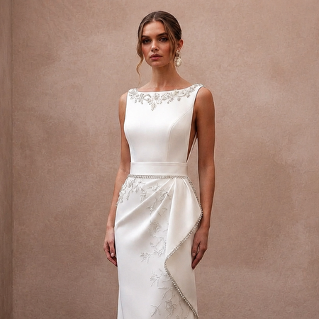 Minimalist Satin Wedding Gown for an Intimate Courthouse Ceremony