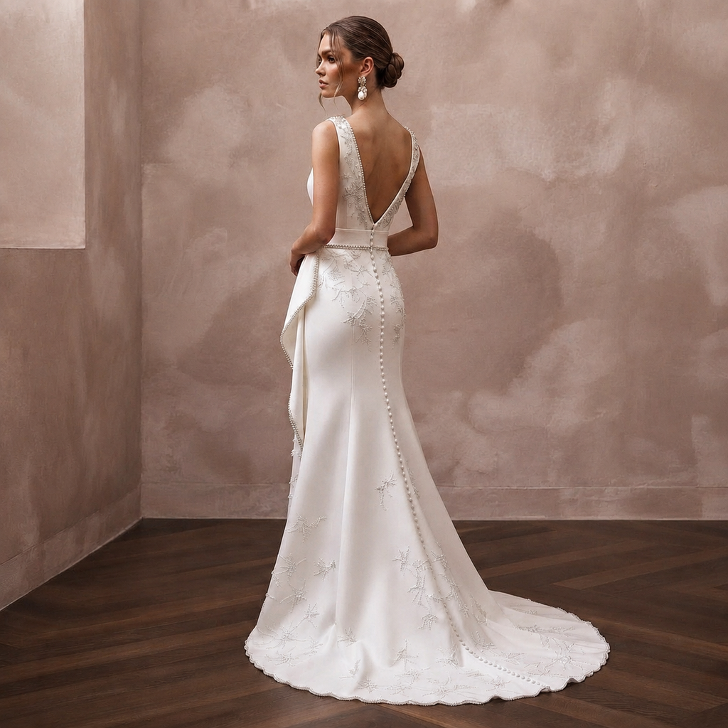 Minimalist Satin Wedding Gown for an Intimate Courthouse Ceremony