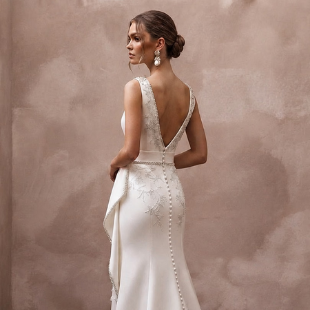 Minimalist Satin Wedding Gown for an Intimate Courthouse Ceremony - Apparel & Accessories > Clothing > Wedding & Bridal Party Dresses > Wedding Dresses - Mignonette Bridal