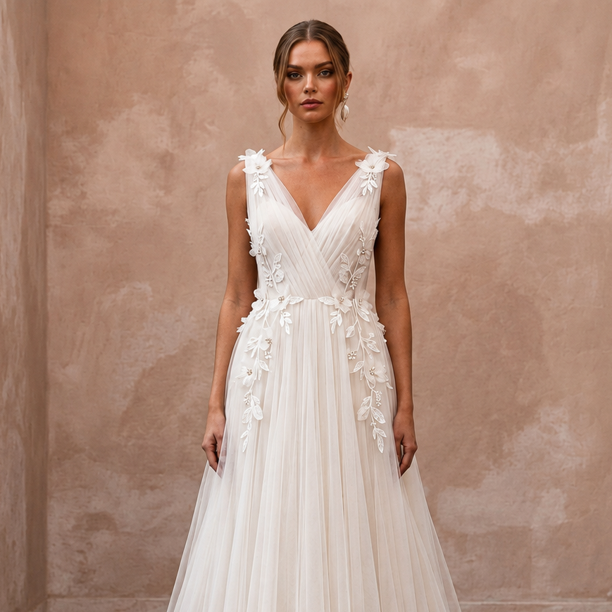 Minimalist Tulle Wedding Dress for a Mountain Elopement