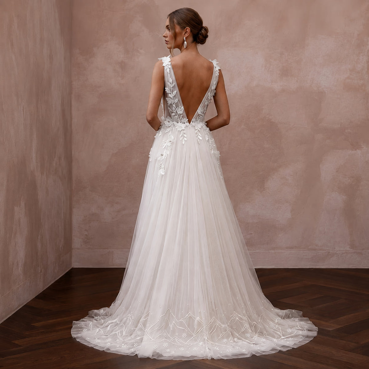 Minimalist Tulle Wedding Dress for a Mountain Elopement - Apparel & Accessories > Clothing > Wedding & Bridal Party Dresses > Wedding Dresses - Mignonette Bridal