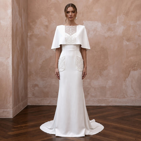 Minimalist Wedding Dresses with Clean Crepe Tailoring - Apparel & Accessories > Clothing > Wedding & Bridal Party Dresses > Wedding Dresses - Mignonette