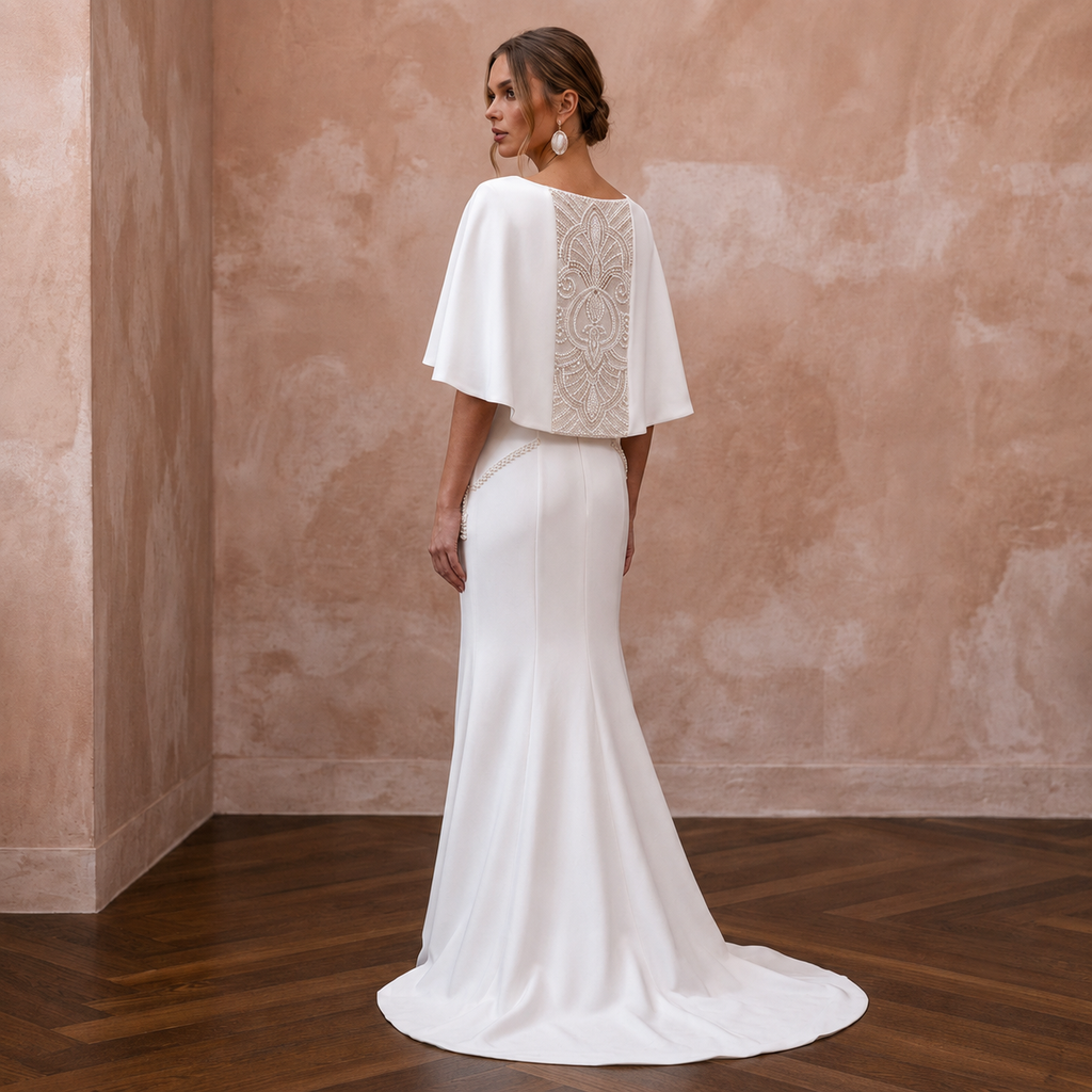 Minimalist Wedding Dresses with Clean Crepe Tailoring