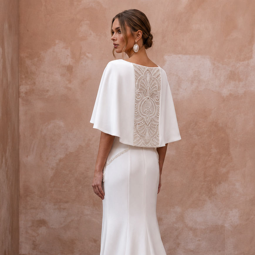 Minimalist Wedding Dresses with Clean Crepe Tailoring