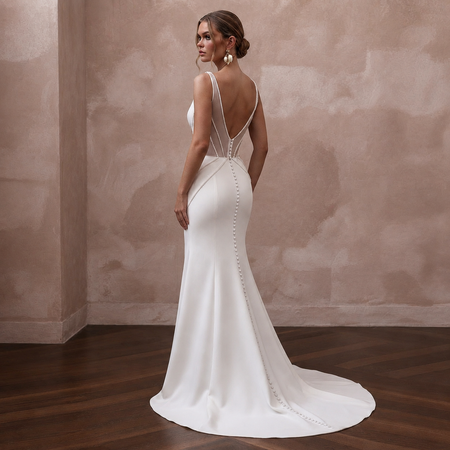 Minimalist Wedding Dresses with Sculpted Crepe Bodices
