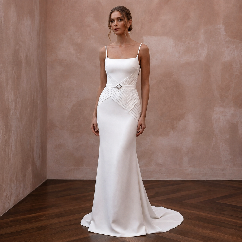 Minimalist Wedding Dresses with Sleek Crepe Construction