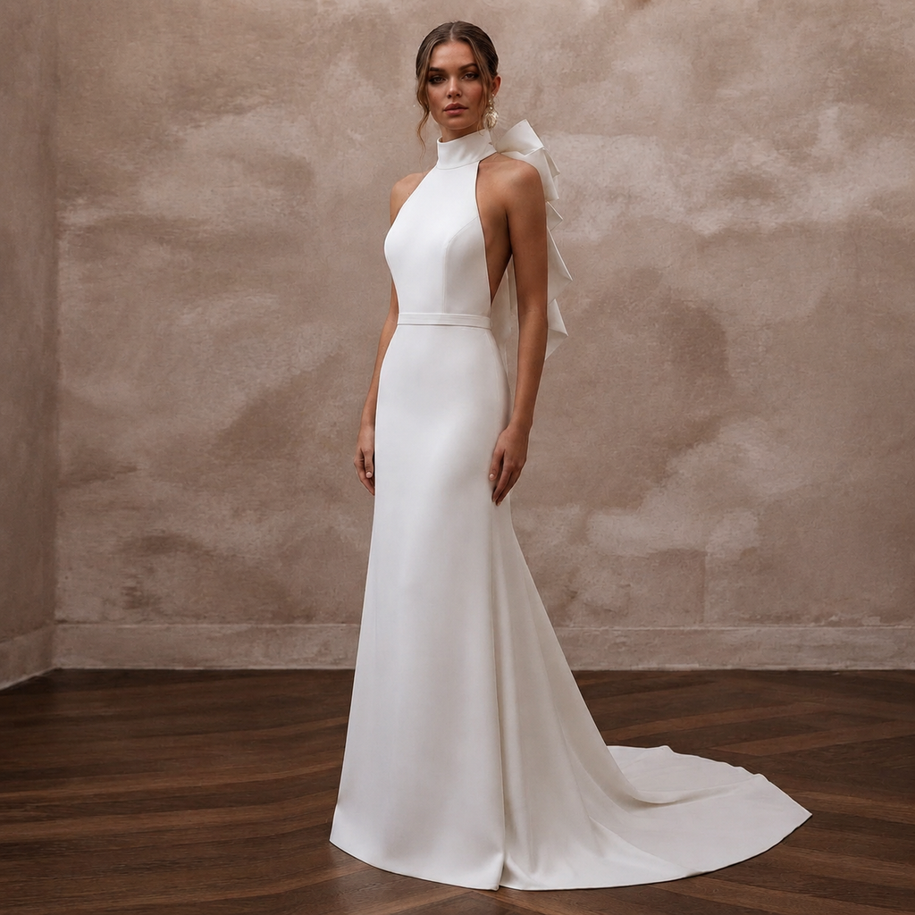 Minimalist Wedding Dresses with Sleek Crepe Construction