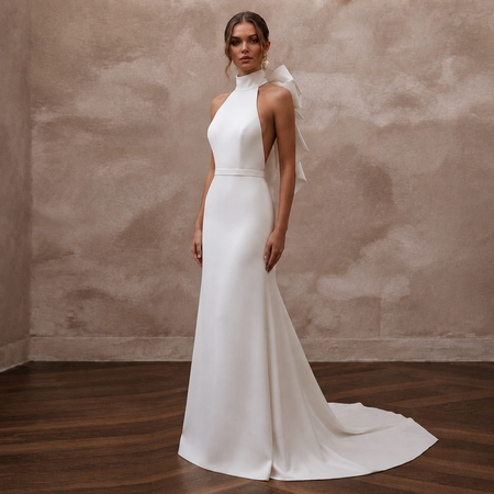 Minimalist Wedding Dresses with Sleek Crepe Construction