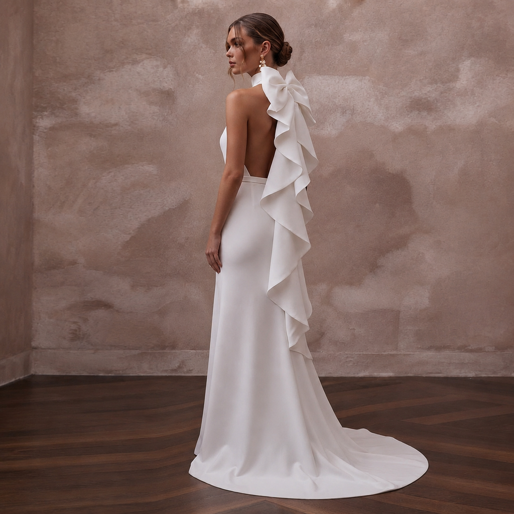 Minimalist Wedding Dresses with Sleek Crepe Construction