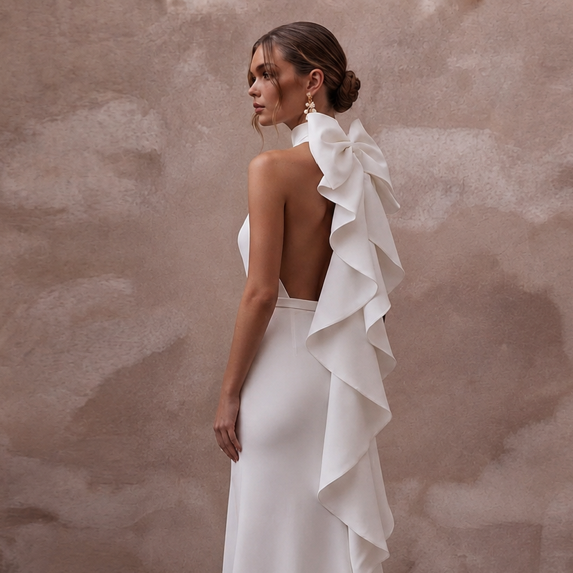 Minimalist Wedding Dresses with Sleek Crepe Construction