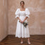 Minimalist White Cotton Poplin Puff Sleeve Midi Dress for Summer Elopement - Apparel & Accessories > Clothing > Wedding & Bridal Party Dresses > Wedding Dresses - Mignonette Bridal