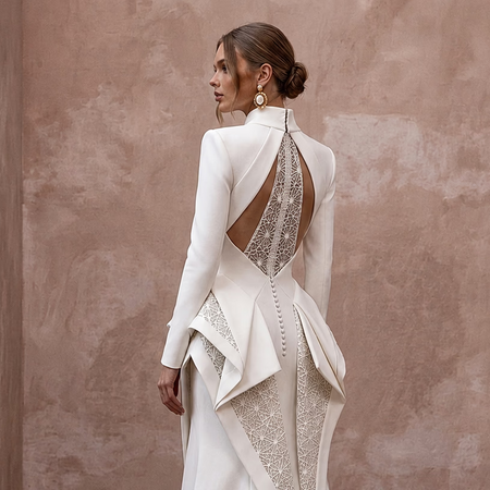 Modern Bridal Dresses with Architectural Silhouettes - Apparel & Accessories > Clothing > Wedding & Bridal Party Dresses > Wedding Dresses - Mignonette Bridal