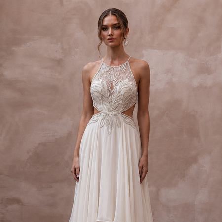 Modern Chiffon Wedding Reception Dress - Apparel & Accessories > Clothing > Wedding & Bridal Party Dresses > Wedding Dresses - Mignonette Bridal