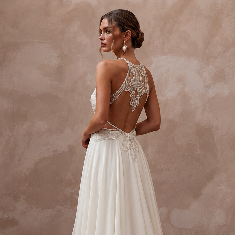 Modern Chiffon Wedding Reception Dress - Apparel & Accessories > Clothing > Wedding & Bridal Party Dresses > Wedding Dresses - Mignonette Bridal