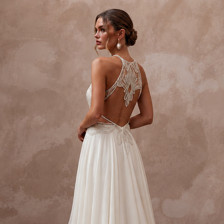 Modern Chiffon Wedding Reception Dress - Apparel & Accessories > Clothing > Wedding & Bridal Party Dresses > Wedding Dresses - Mignonette Bridal