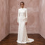 Modern Cream Crepe Long Sleeve Column Bridal Gown for Civil Ceremony