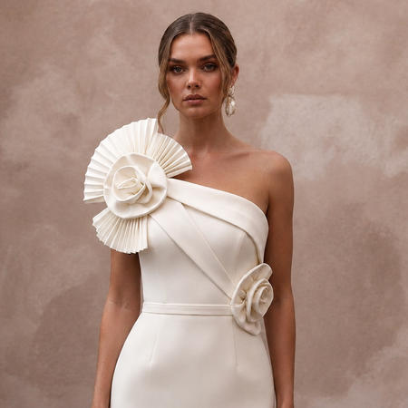 Modern Cream Scuba Crepe Mini Dress for After-Party