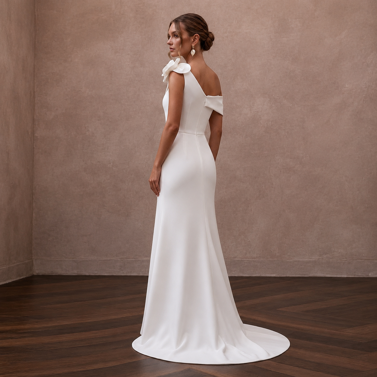 Modern Crepe Bridal Reception Dress - Apparel & Accessories > Clothing > Wedding & Bridal Party Dresses > Wedding Dresses - Mignonette Bridal