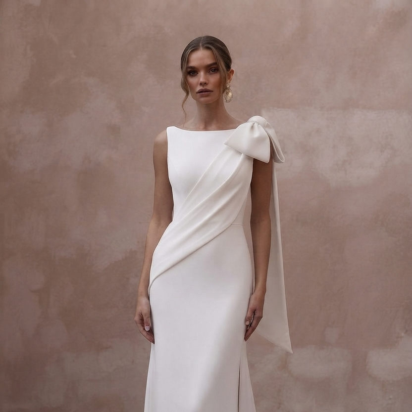 Modern Crepe Wedding Dresses with Minimalist Silhouettes