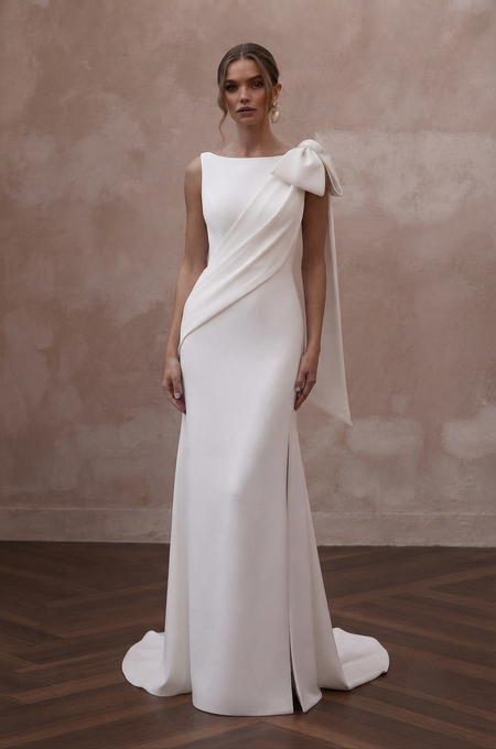Modern Crepe Wedding Dresses with Minimalist Silhouettes