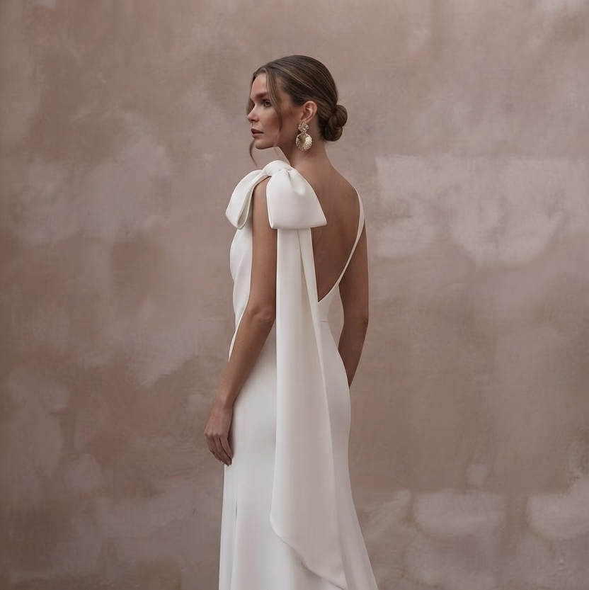 Modern Crepe Wedding Dresses with Minimalist Silhouettes - Apparel & Accessories > Clothing > Wedding & Bridal Party Dresses > Wedding Dresses - Mignonette