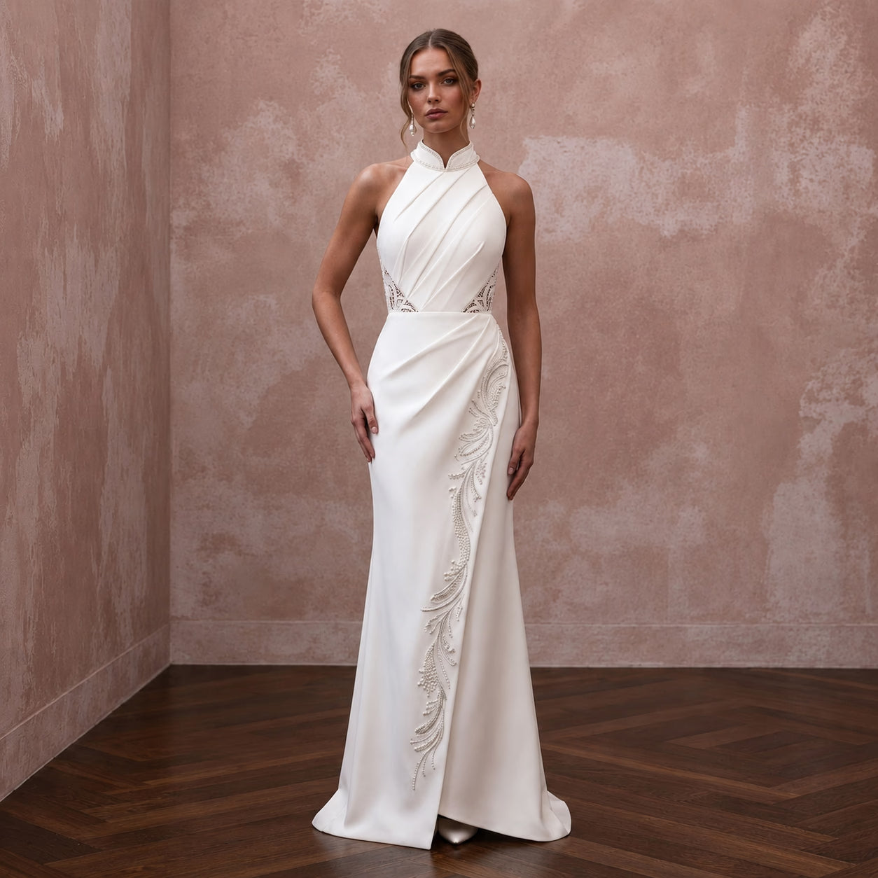Modern Crepe Wedding Dress for a Second Wedding