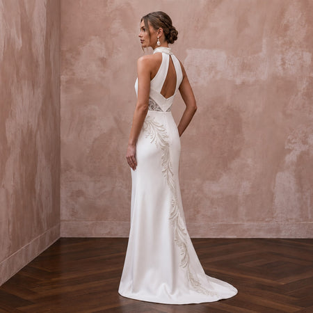 Modern Crepe Wedding Dress for a Second Wedding
