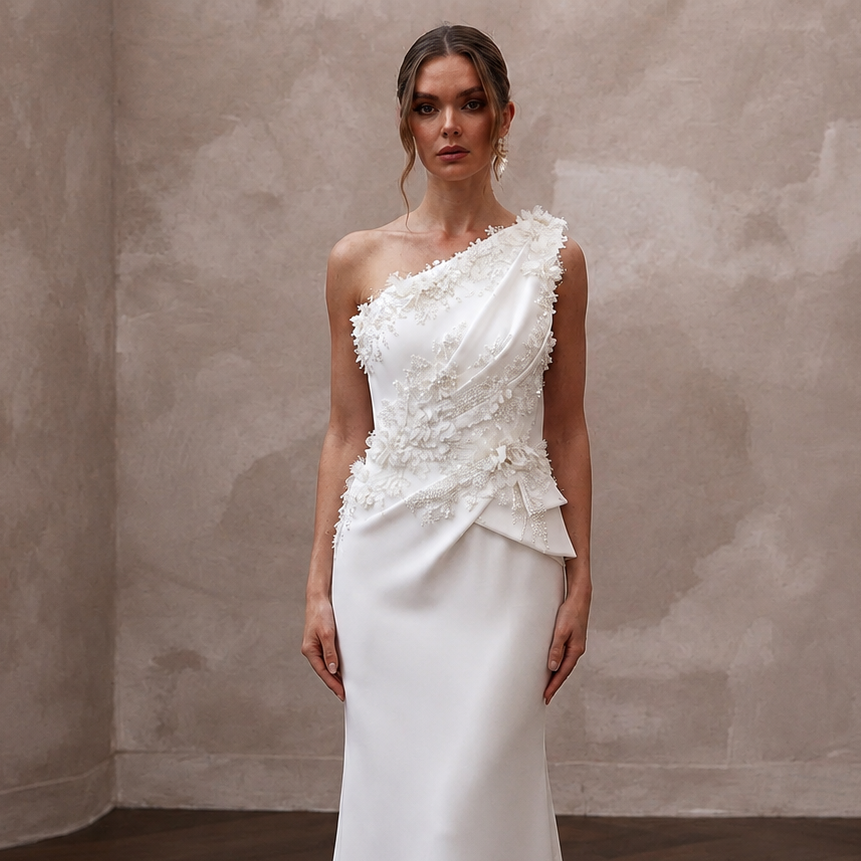 Modern Crepe Wedding Gown for a City Hall Elopement