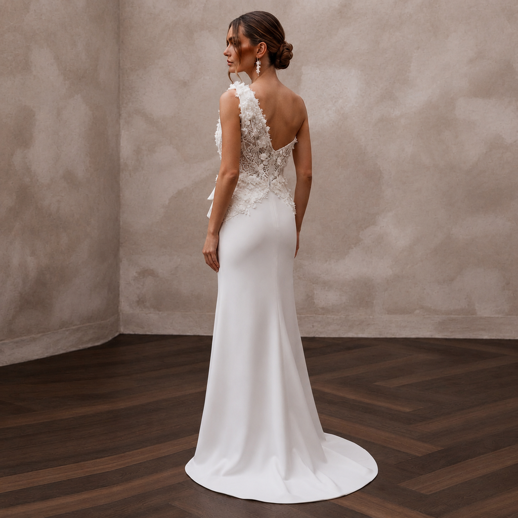 Modern Crepe Wedding Gown for a City Hall Elopement