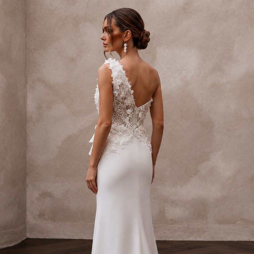 Modern Crepe Wedding Gown for a City Hall Elopement