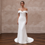 Modern Crepe Wedding Gown with Off-the-Shoulder Neckline