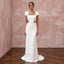 Modern Ivory Crepe Column Bridal Gown with Cutouts for After-Party