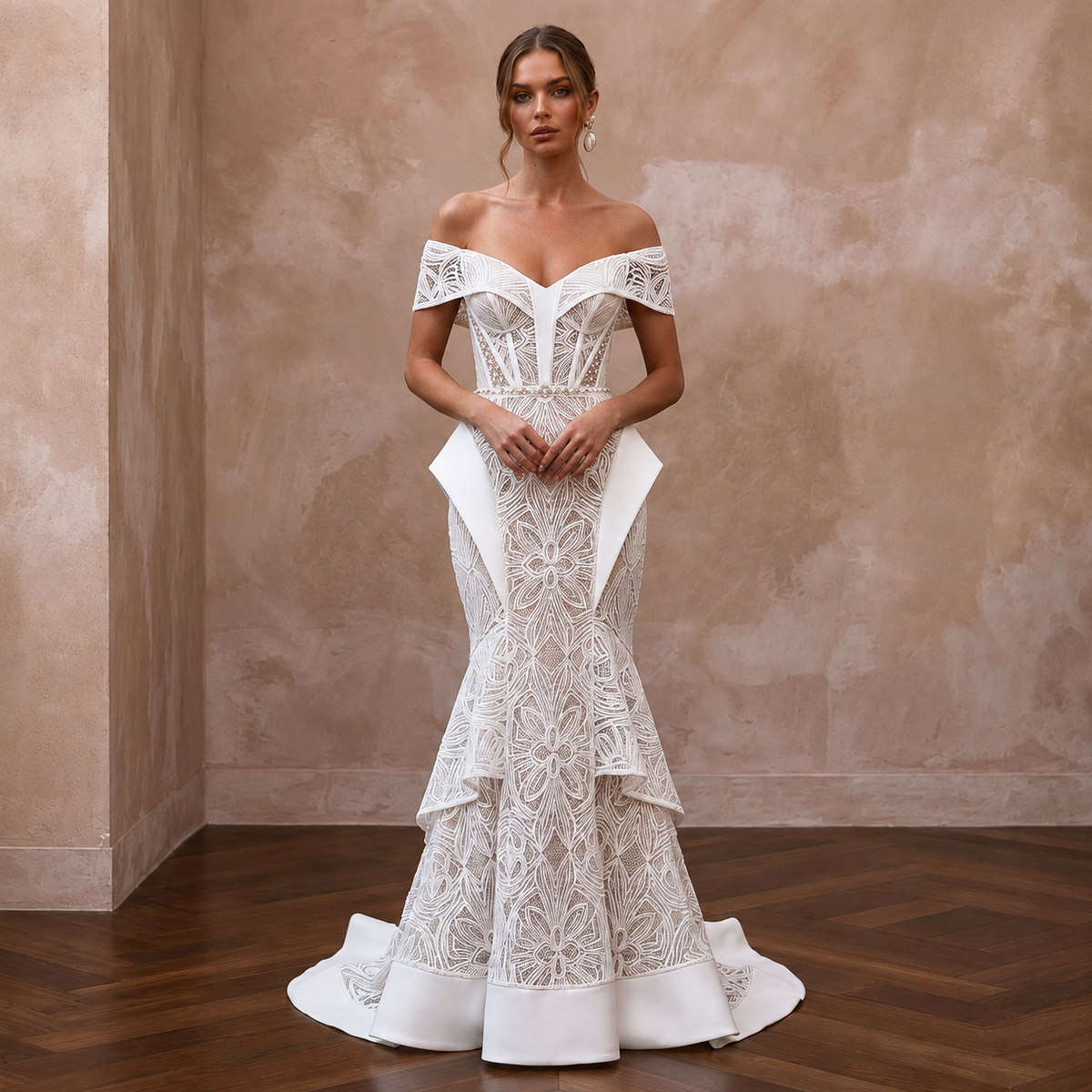 Modern Lace Bridal Dress for a City Hall Elopement - Apparel & Accessories > Clothing > Wedding & Bridal Party Dresses > Wedding Dresses - Mignonette Bridal