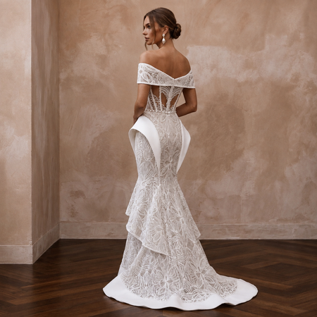 Modern Lace Bridal Dress for a City Hall Elopement - Apparel & Accessories > Clothing > Wedding & Bridal Party Dresses > Wedding Dresses - Mignonette Bridal