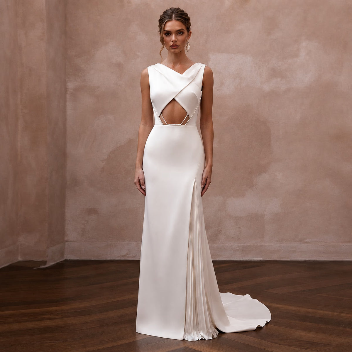 Modern Satin Bridal Dress for an Intimate City Wedding - Apparel & Accessories > Clothing > Wedding & Bridal Party Dresses > Wedding Dresses - Mignonette Bridal
