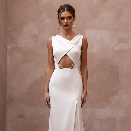 Modern Satin Bridal Dress for an Intimate City Wedding - Apparel & Accessories > Clothing > Wedding & Bridal Party Dresses > Wedding Dresses - Mignonette Bridal