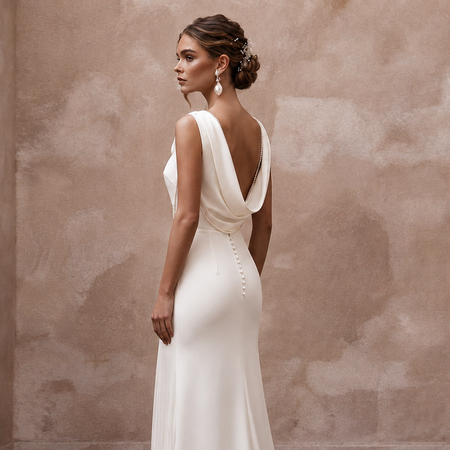 Modern Satin Bridal Dress for an Intimate City Wedding
