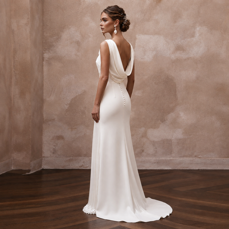 Modern Satin Bridal Dress for an Intimate City Wedding