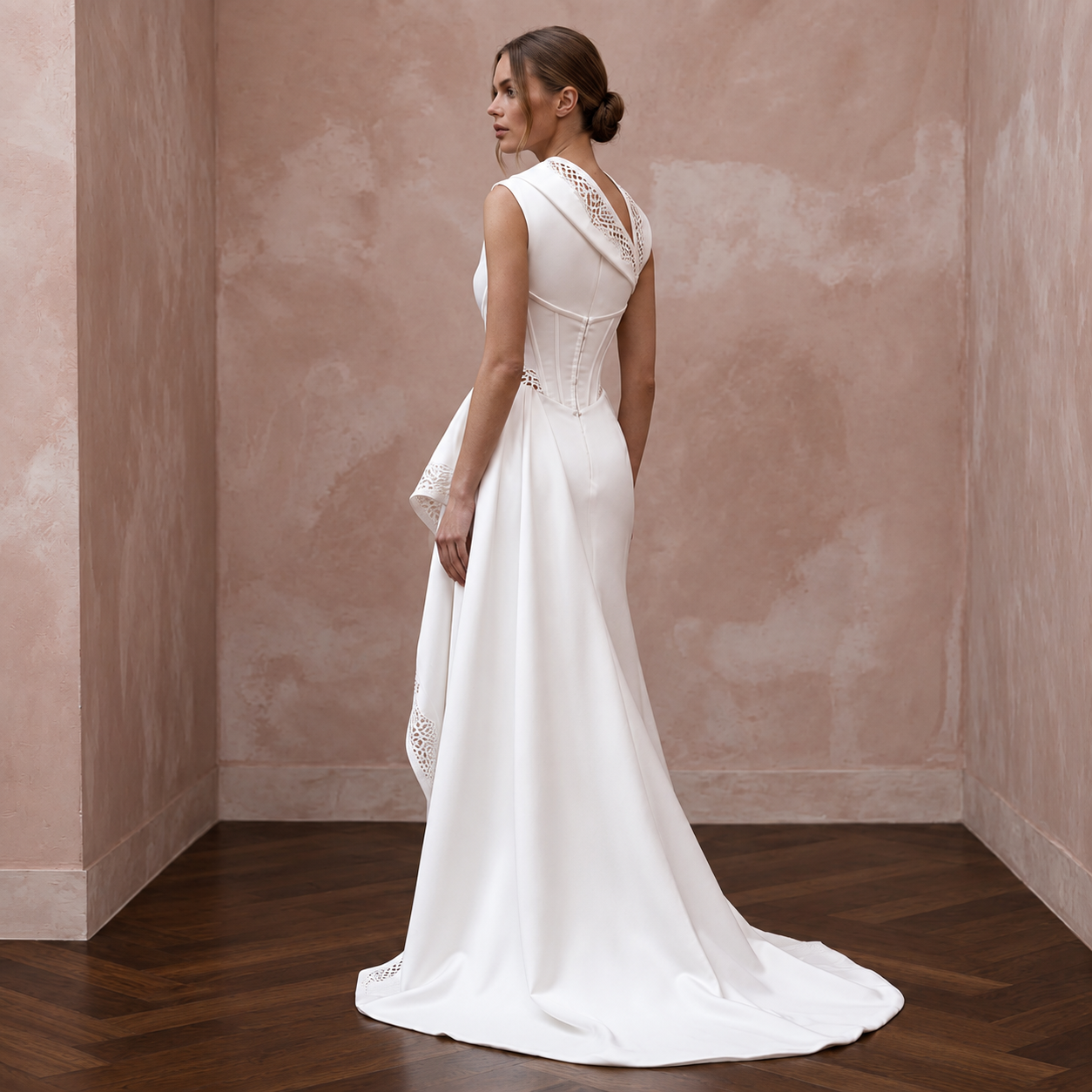 Modern Satin Bridal Gown with Corset Waist Secondary image