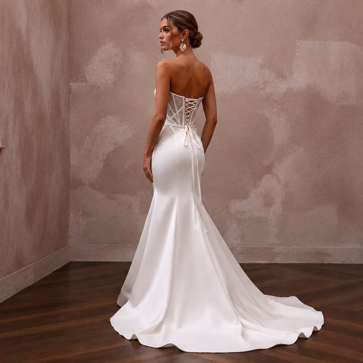 Modern Satin Corset Wedding Dress with Mermaid Silhouette