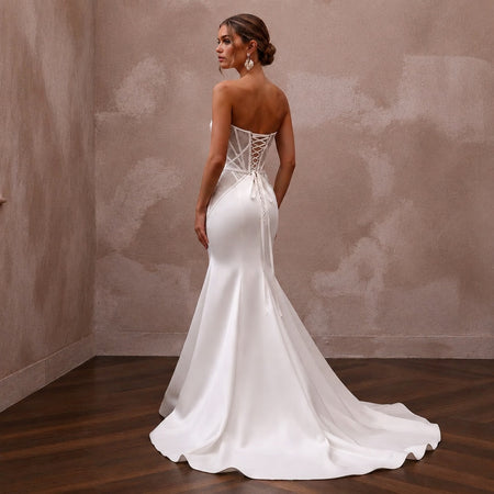 Modern Satin Corset Wedding Dress with Mermaid Silhouette