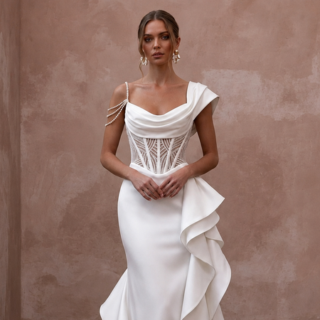 Modern Satin Mermaid Wedding Dress with Corset Bodice