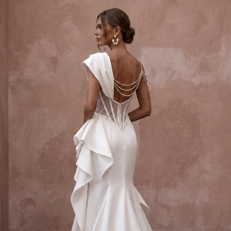 Modern Satin Mermaid Wedding Dress with Corset Bodice