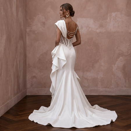 Modern Satin Mermaid Wedding Dress with Corset Bodice