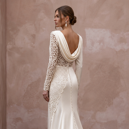 Modern Satin Wedding Dress with Draped Neckline